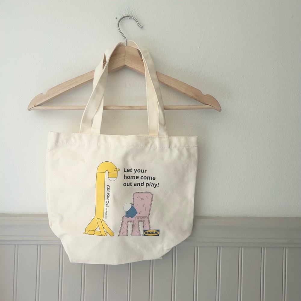 IKEA Collectible Cream Tote Bag with Playful Design